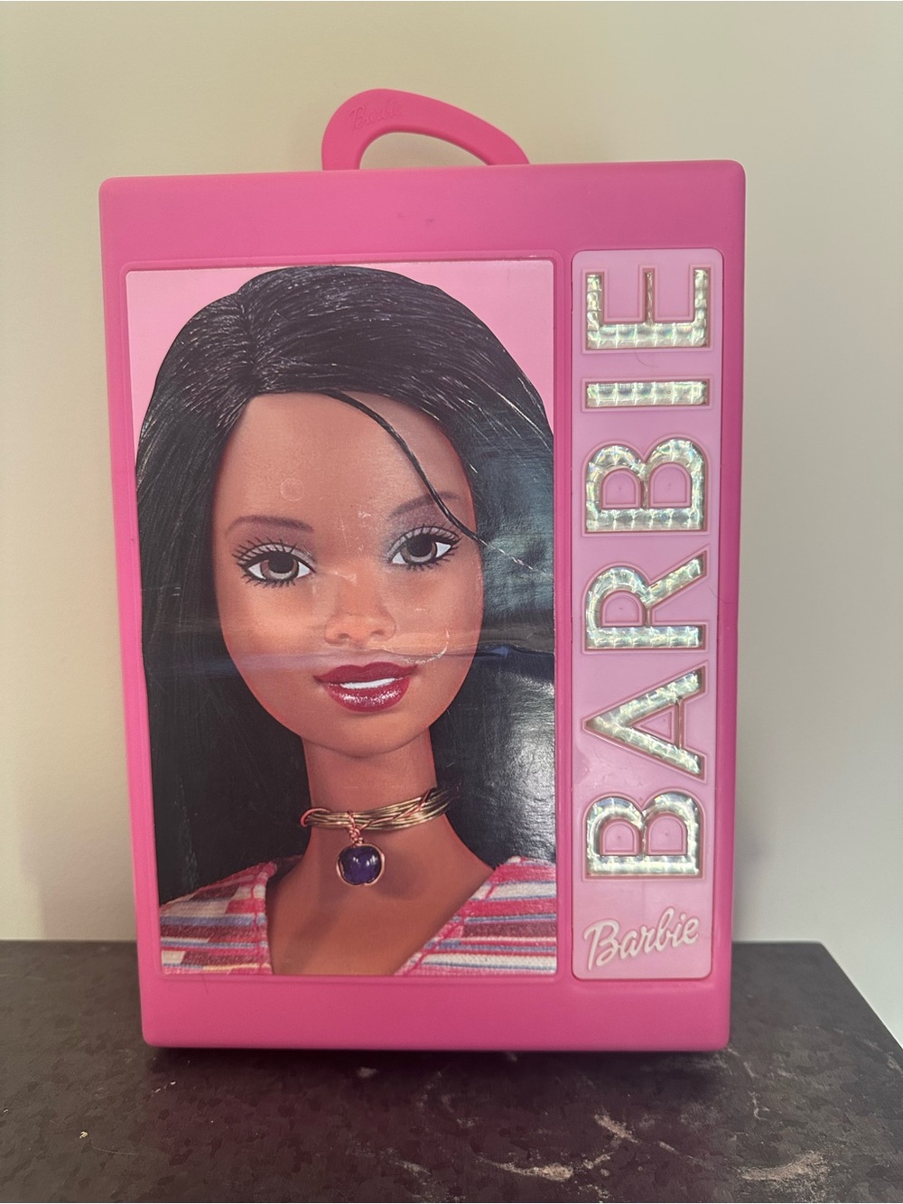 Vintage Barbie plastic doll trunk carrying case with handle compartments rack - Picture 2 of 7